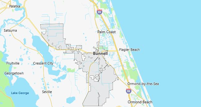 Map of Bunnell, FL