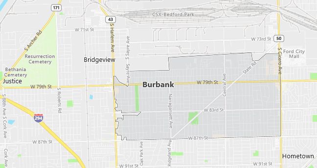 Map of Burbank, IL