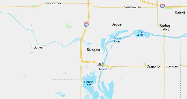 Map of Bureau, IL