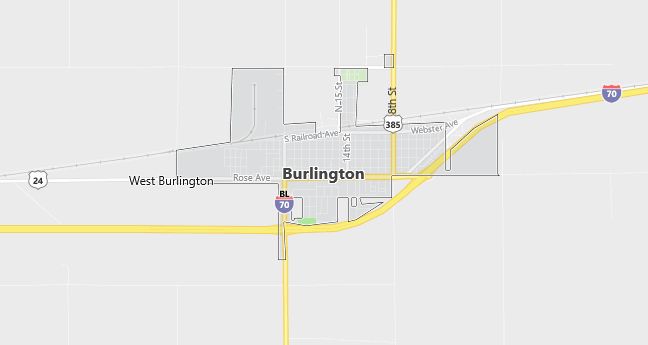 Map of Burlington, CO