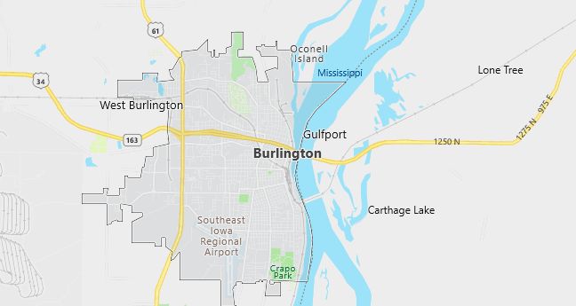 Map of Burlington, IA