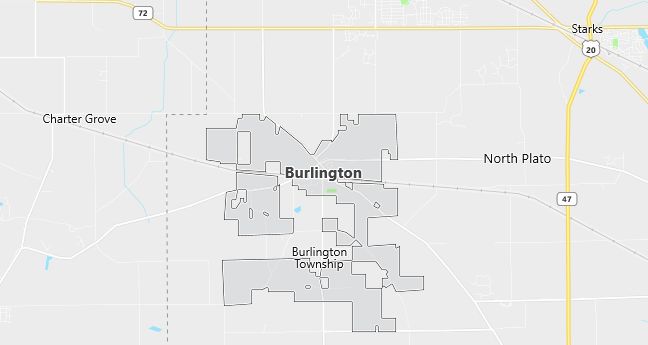 Map of Burlington, IL