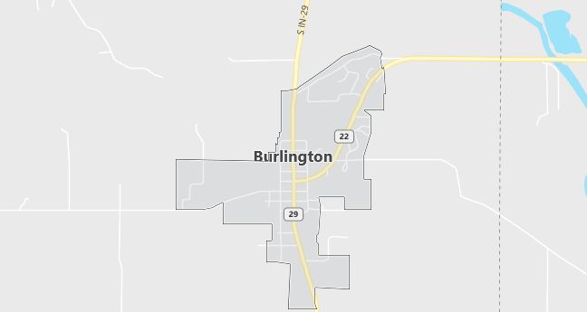 Map of Burlington, IN