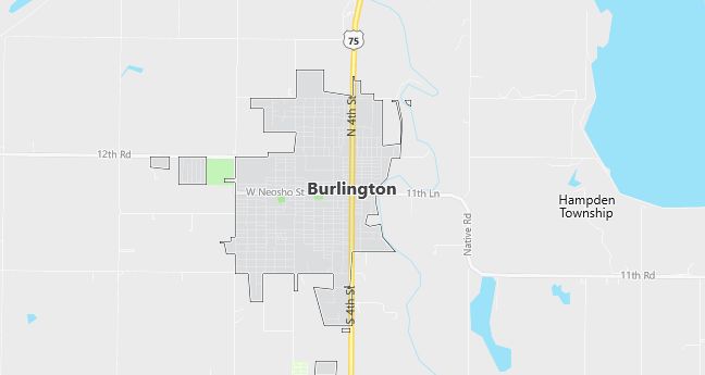 Map of Burlington, KS