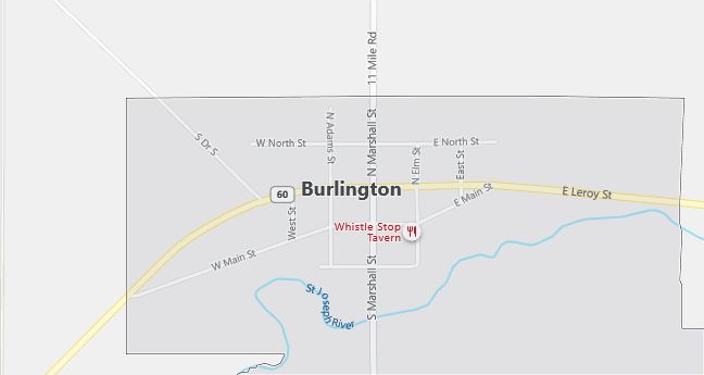 Map of Burlington, MI