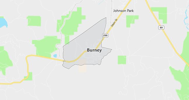 Map of Burney, CA