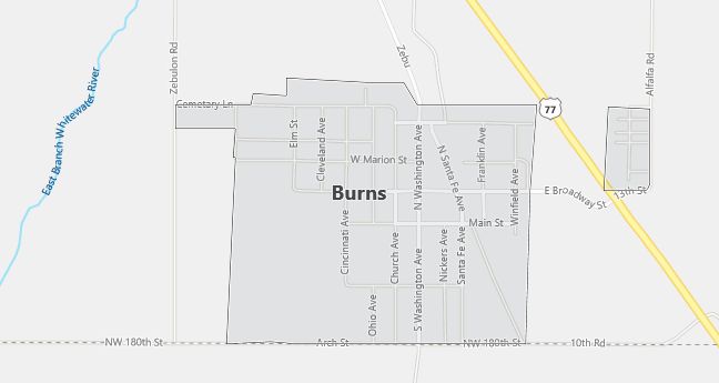 Map of Burns, KS