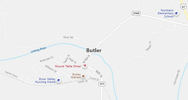 Map of Butler, KY