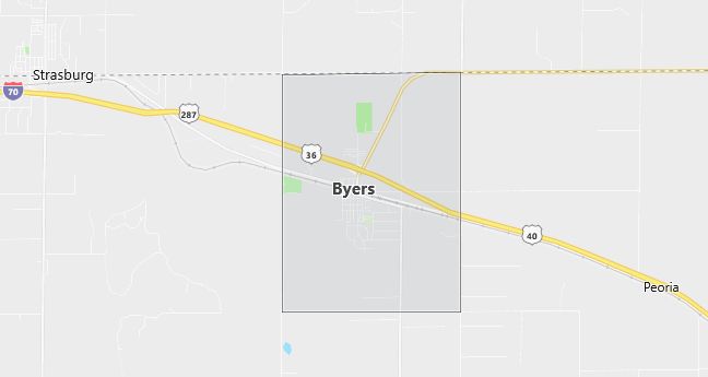 Map of Byers, CO