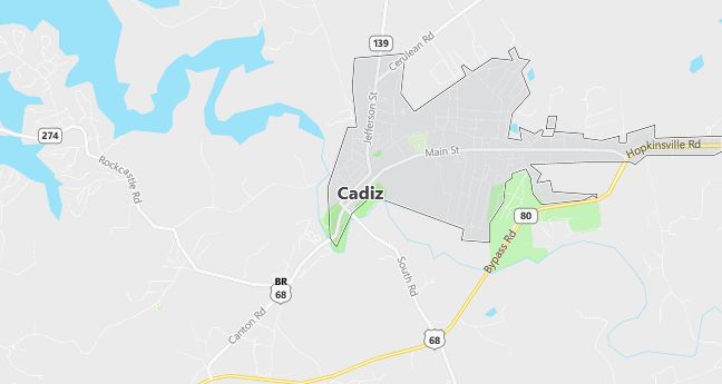 Map of Cadiz, KY