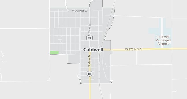 Map of Caldwell, KS