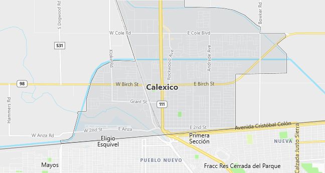 Map of Calexico, CA