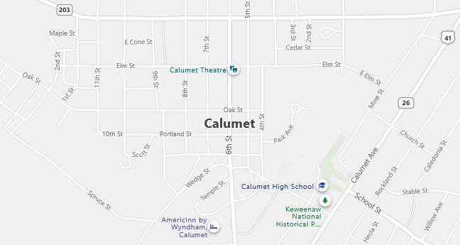 Map of Calumet, MI