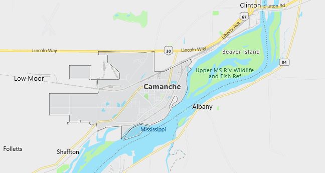 Map of Camanche, IA