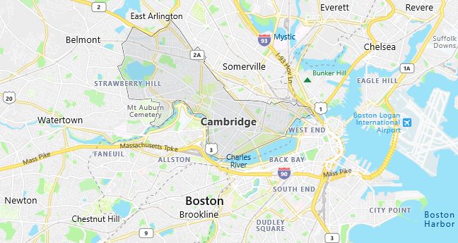 Map of Cambridge, MA