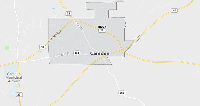 Map of Camden, AL