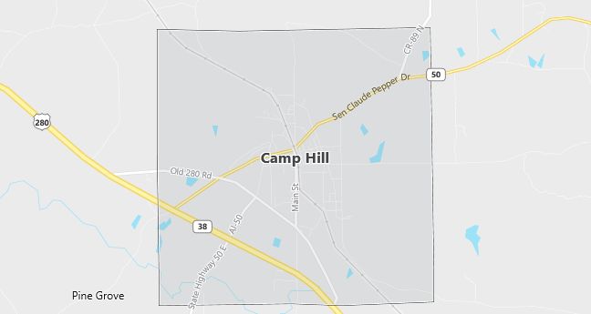 Map of Camp Hill, AL