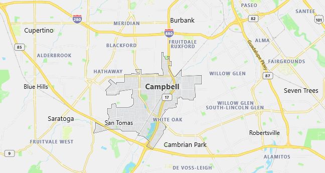 Map of Campbell, CA