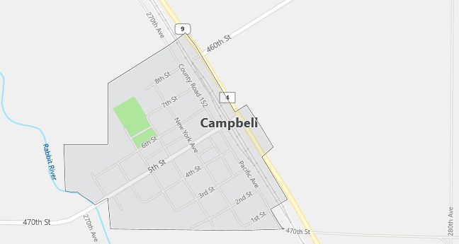 Map of Campbell, MN