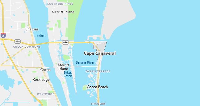 Map of Cape Canaveral, FL