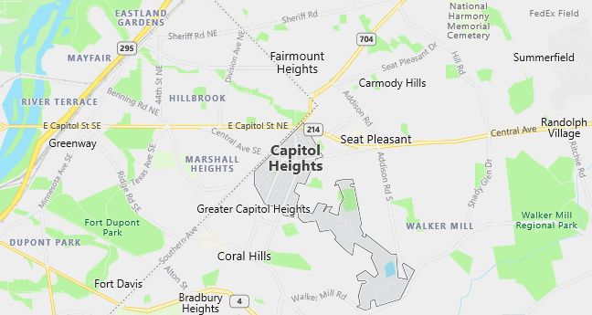 Map of Capitol Heights, MD