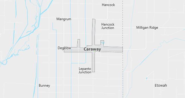 Map of Caraway, AR