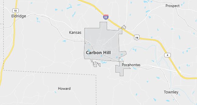 Map of Carbon Hill, AL