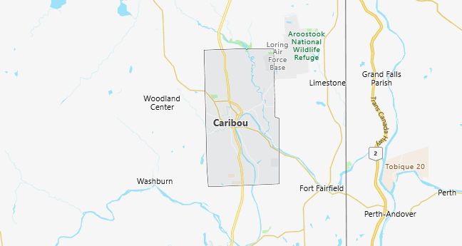 Map of Caribou, ME