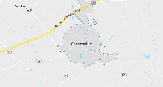 Map of Carnesville, GA