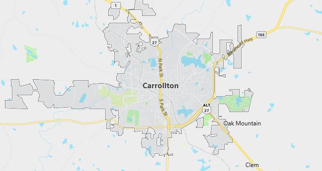 Map of Carrollton, GA