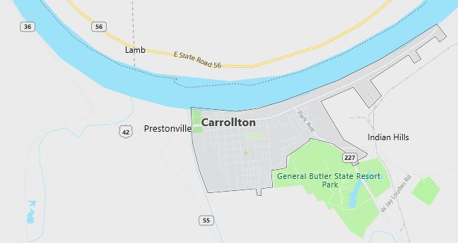 Map of Carrollton, KY