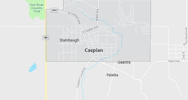 Map of Caspian, MI