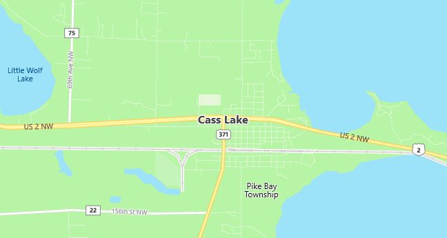 Map of Cass Lake, MN