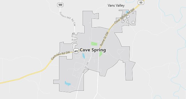 Map of Cave Spring, GA