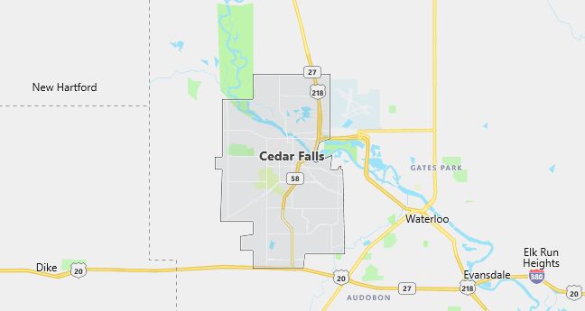 Map of Cedar Falls, IA