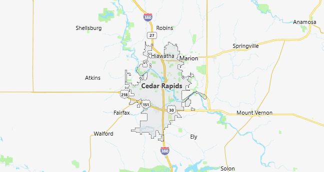 Map of Cedar Rapids, IA