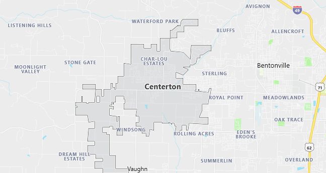 Map of Centerton, AR