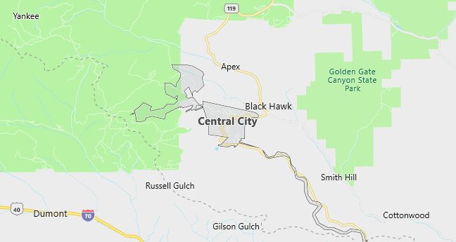 Map of Central City, CO