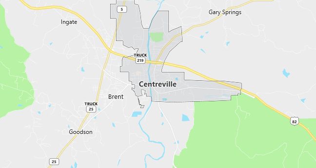 Map of Centreville, AL