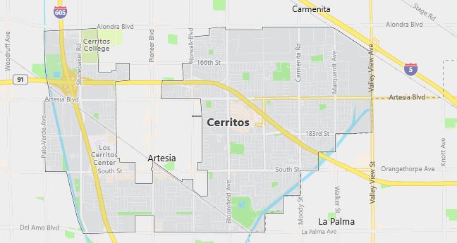 Map of Cerritos, CA