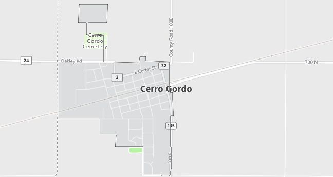 Map of Cerro Gordo, IL