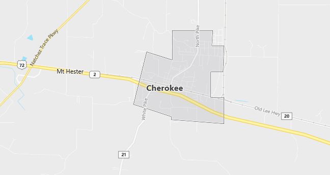 Map of Cherokee, AL