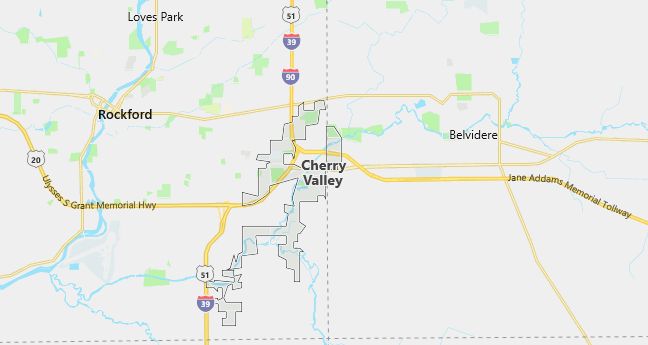 Map of Cherry Valley, IL