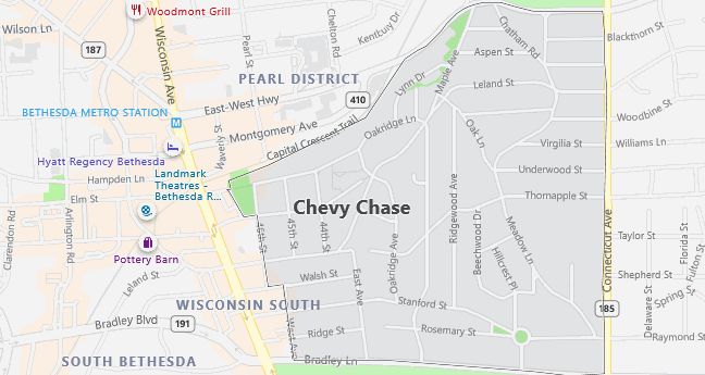 Map of Chevy Chase, MD