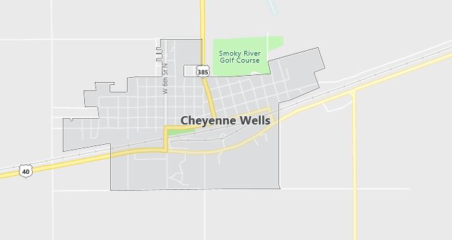 Map of Cheyenne Wells, CO