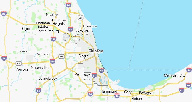 Map of Chicago, IL