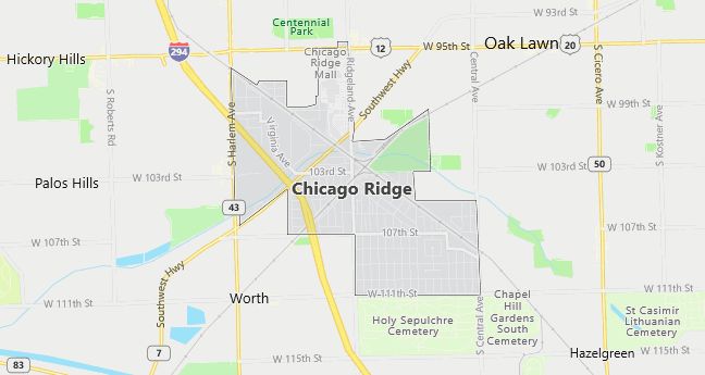 Map of Chicago Ridge, IL