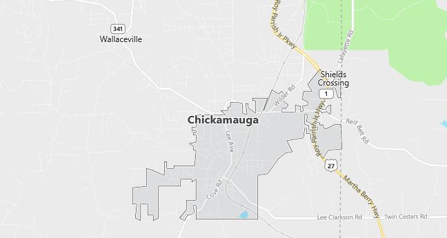 Map of Chickamauga, GA