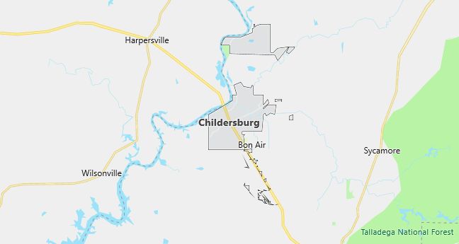 Map of Childersburg, AL