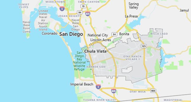 Map of Chula Vista, CA